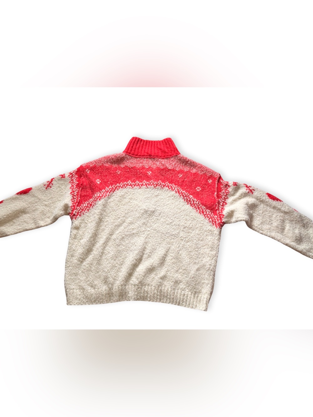 Free People Cream & Red Fair Isle Zip-Front Sweater - Picture 3 of 4